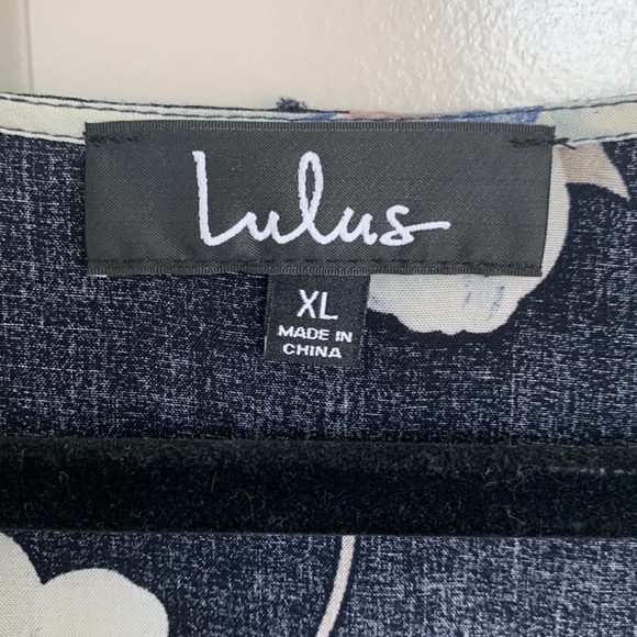 Lulu’s Lake Como Navy Blue Floral Print High-Low Wrap Dress - Picture 7 of 9